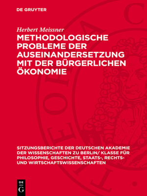 cover image of Methodologische Probleme der Auseinandersetzung mit der bürgerlichen Ökonomie